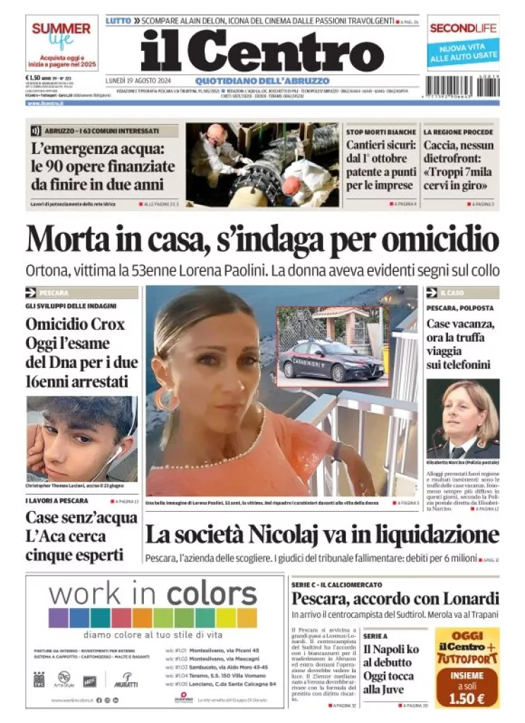 Prima-pagina-il centro-oggi-edizione-del-2024-08-19